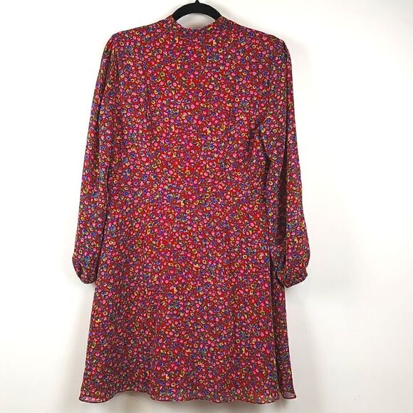 Boden Red Floral Imogen Georgette Long Sleeve Dress Size 10P - Picture 9 of 13